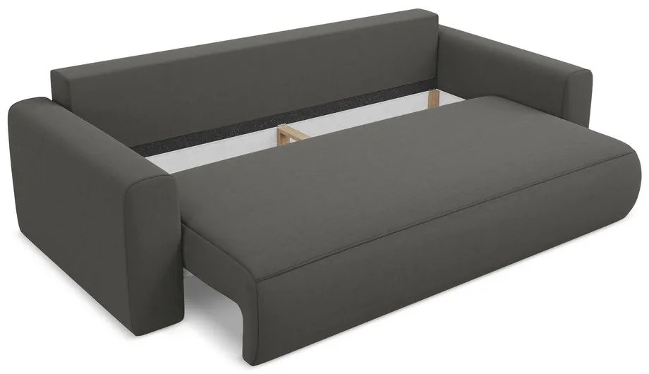Ciemnoszara aksamitna rozkładana/ze schowkiem sofa 238 cm Kapua – Makamii