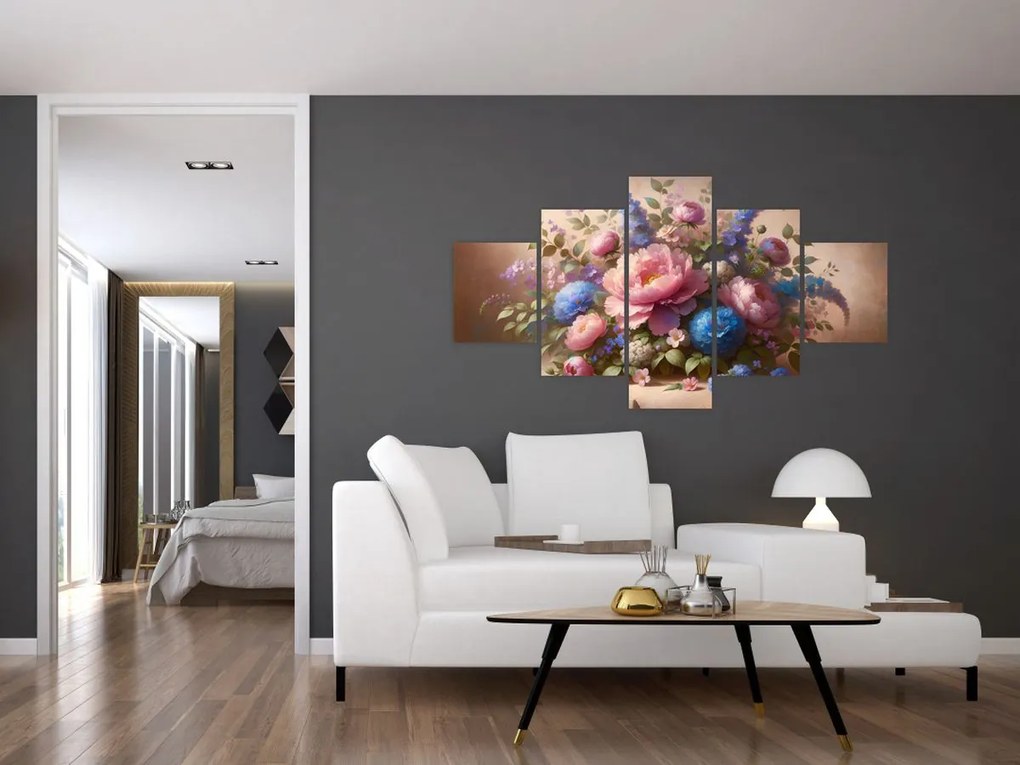 Obraz - Stół pełen kwiatów (125x70 cm)