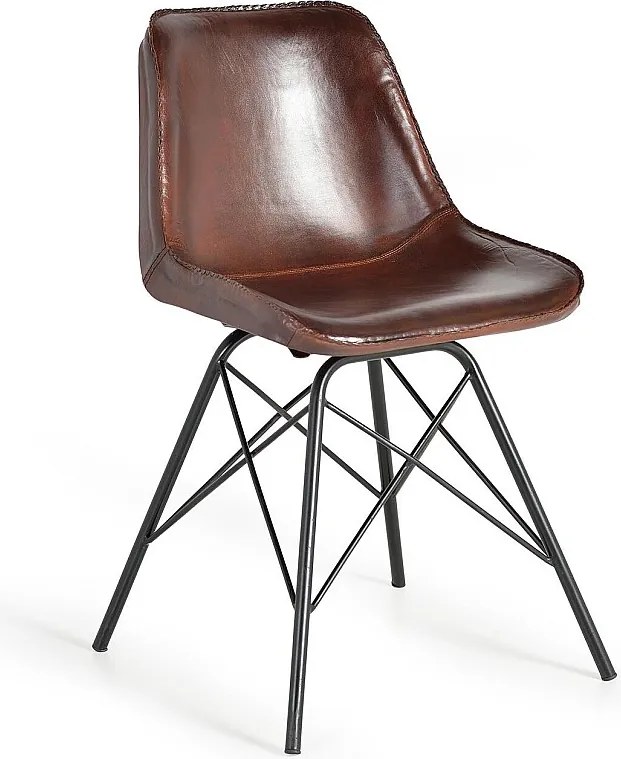 Leżanka w stylu industrialnym pokryta naturalną skórą