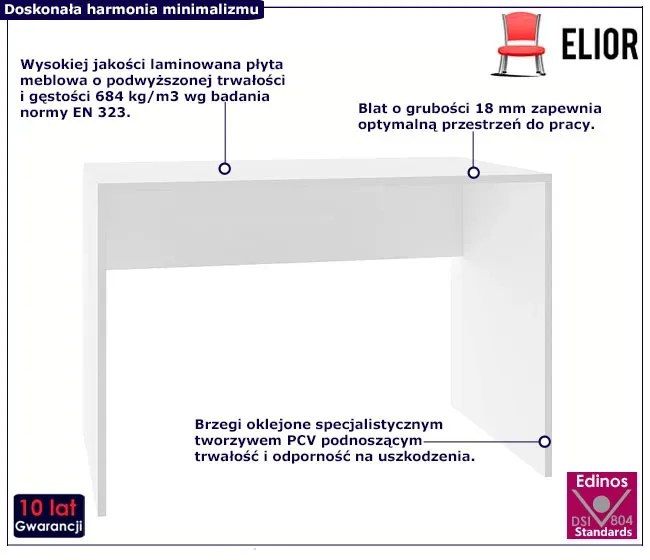 Białe minimalistyczne tanie biurko - Terano Silver Active 3X