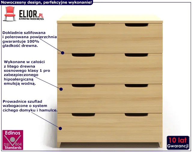 Komoda drewniana z szufladami Lilis 5X - 4 kolory