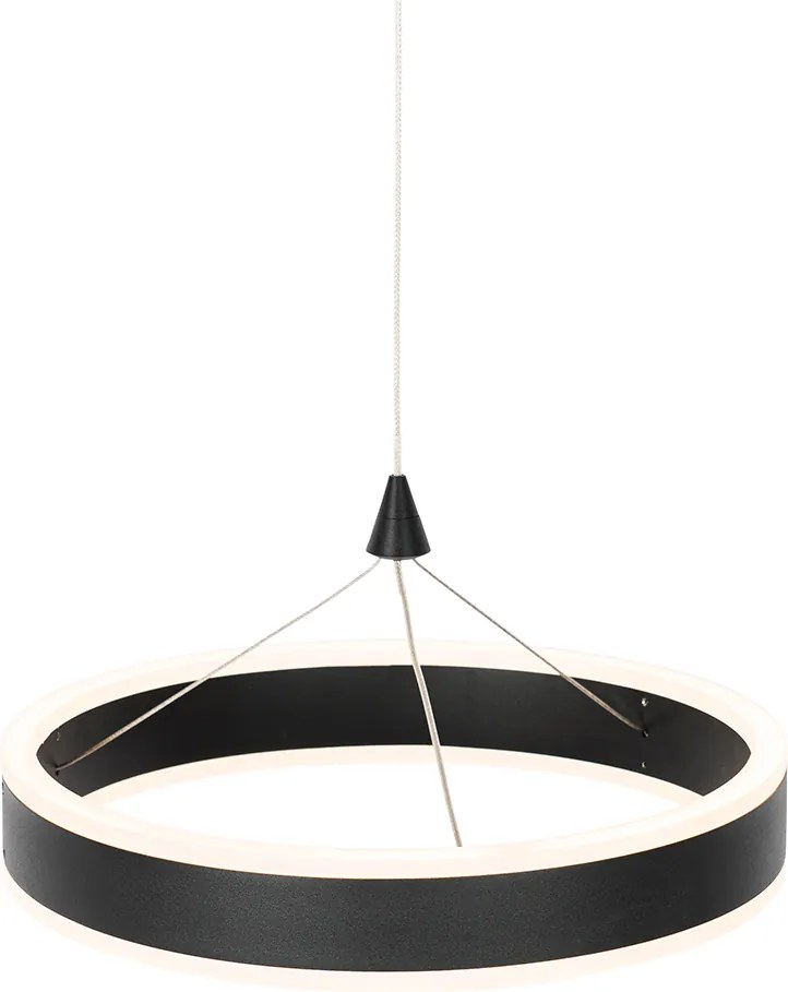 Lampa wisząca czarna 30 cm z wbudowanym LED-em 3-stopniowym ściemniaczem - Lyani