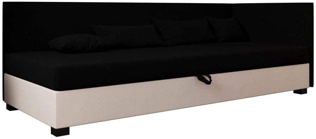 Tapczan młodzieżowy z pojemnikiem czarny + ecru E3-N60