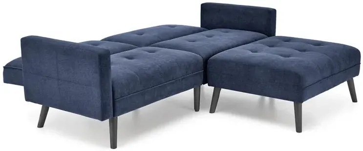 Granatowa sofa narożna z funkcją spania - Leris
