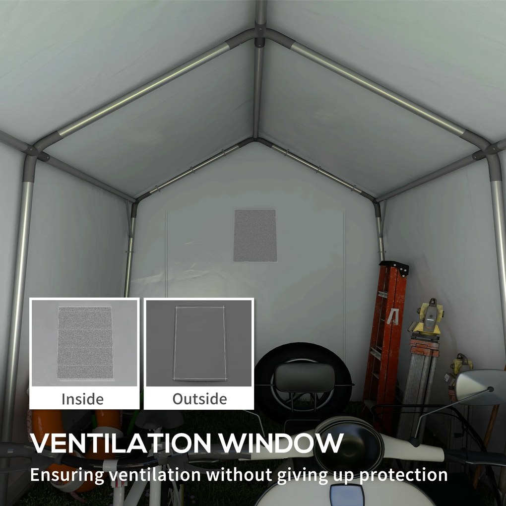 Outsunny Carport Namiot Garażowy 3x3 m Wodoodporny z Drzwiami Rolowanymi Okno Wentylacyjne Wydłużone Krawędzie Ciemnoszary | Aosom PL