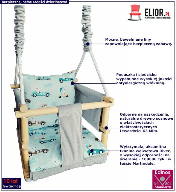 Drewniana huśtawka dla dzieci 6 wzorów - Nelda