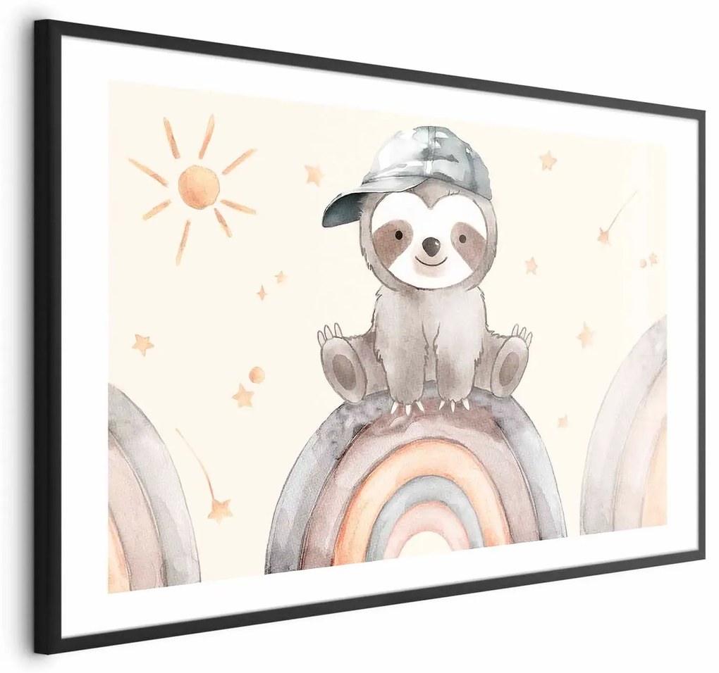 Plakat Pośród gwiazdek i tęcz 42x29,7 cm z ramą czarną z marginesem ARTGEIST B