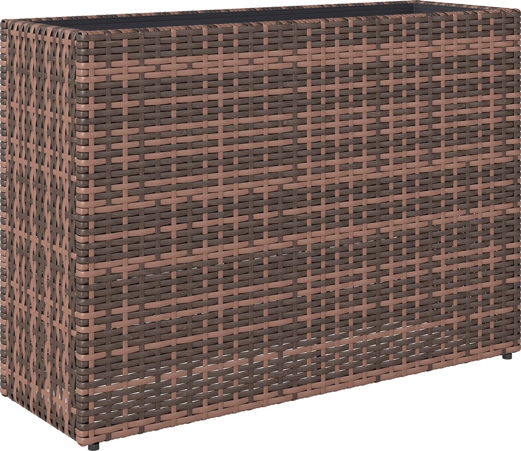 Outsunny Kwietnik z regulowanymi nóżkami, rattanowa donica z wyjmowaną wkładką na taras i balkon, Brązowy | Aosom PL