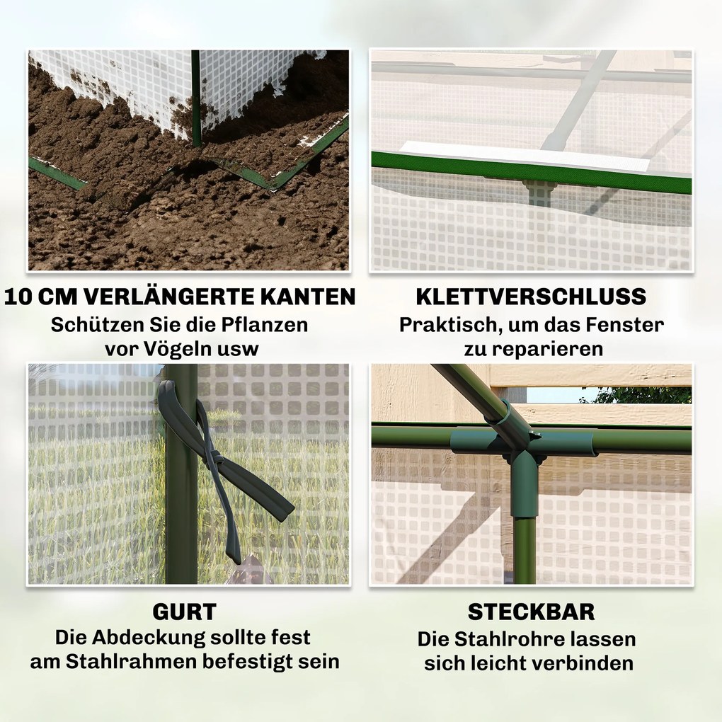 Outsunny Szklarnia z oknem, folia siatkowa PE, mrozoodporna folia szklarniowa, cieplarnia 180 x 90 x 70 cm Biały | Aosom PL