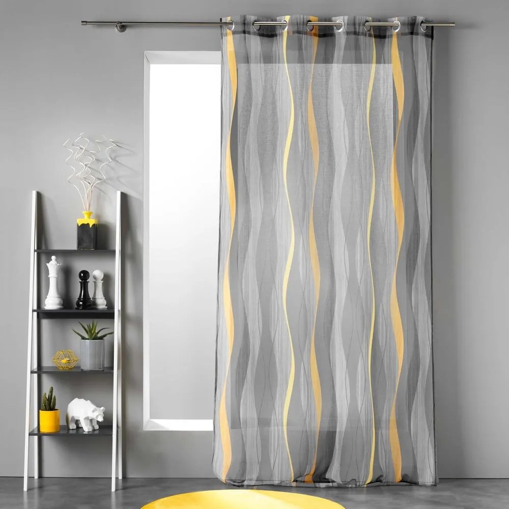 Szara firanka z woalu 140x240 cm Ondulys – douceur d'intérieur
