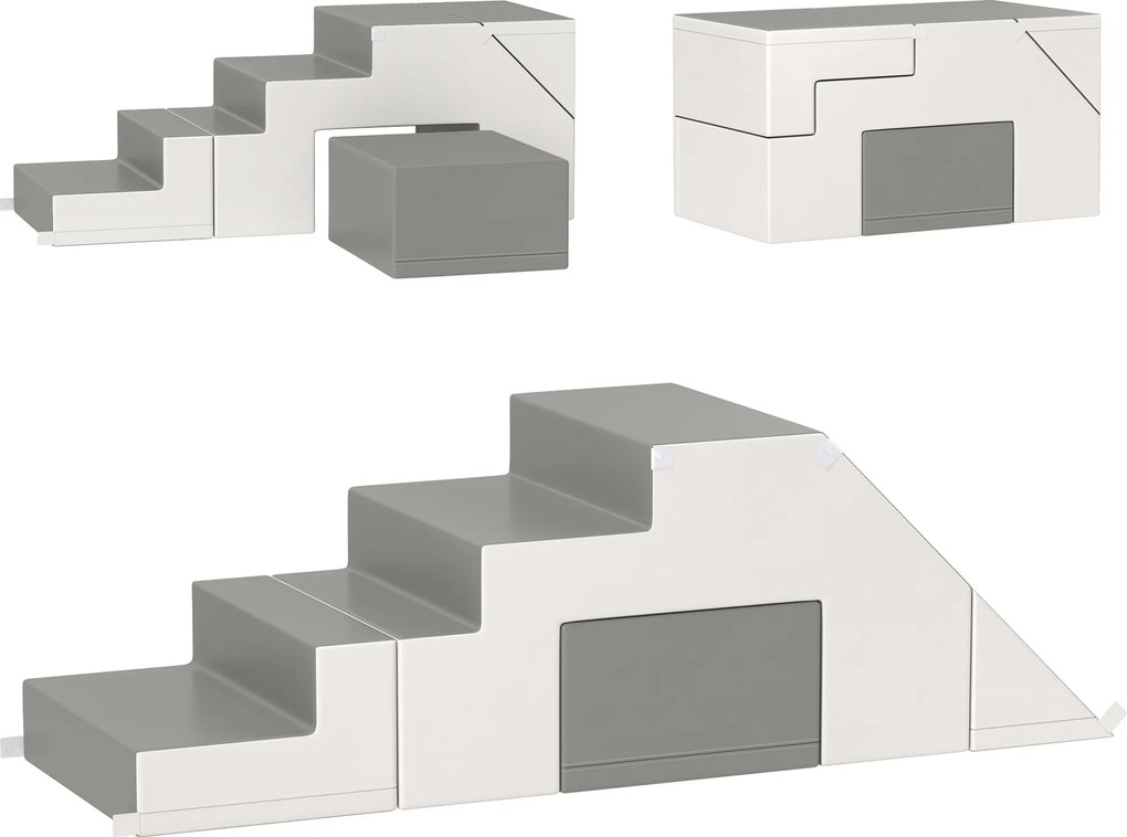 HOMCOM Zabawka do wspinaczki i zjeżdżania dla dzieci, wspiera rozwój motoryczny, skóra ekologiczna, pianka EPE, 86x49x47 cm, Szary