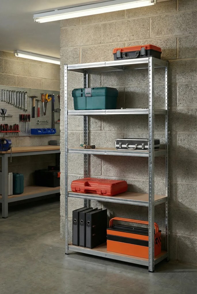 Metalowy srebrny regał 180 cm M5-C22