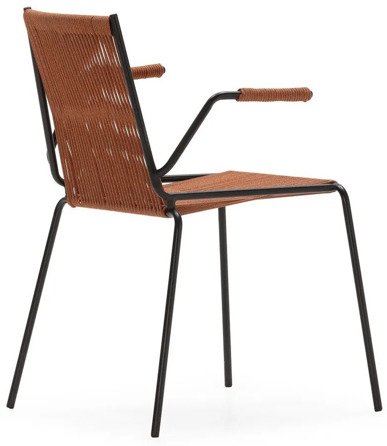 Metalowe krzesła zestaw z podłokietnikami/sztaplowane 2 szt. w kolorze terakoty Emily – Marckeric