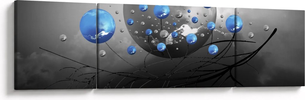 Obraz niebieskich abstrakcyjnych kul (170x50 cm)