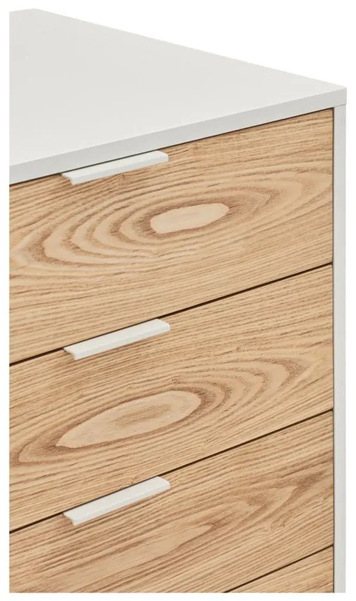 Biało-naturalna niska komoda w dekorze dębu 159x80 cm Sierra – Teulat