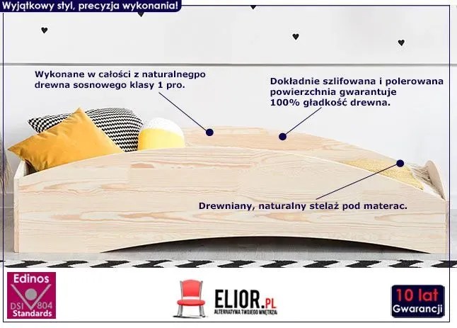 Drewniane łóżko dziecięce Ornelo 7X - 21 rozmiarów