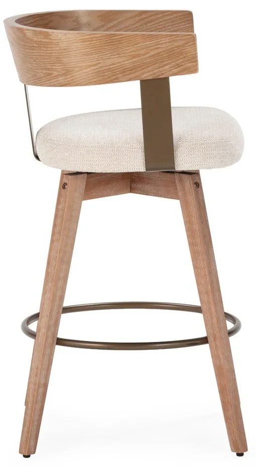 Kremowe/w naturalnym kolorze tapicerowane hokery zestaw z podłokietnikami 2 szt. Ilia – MOME