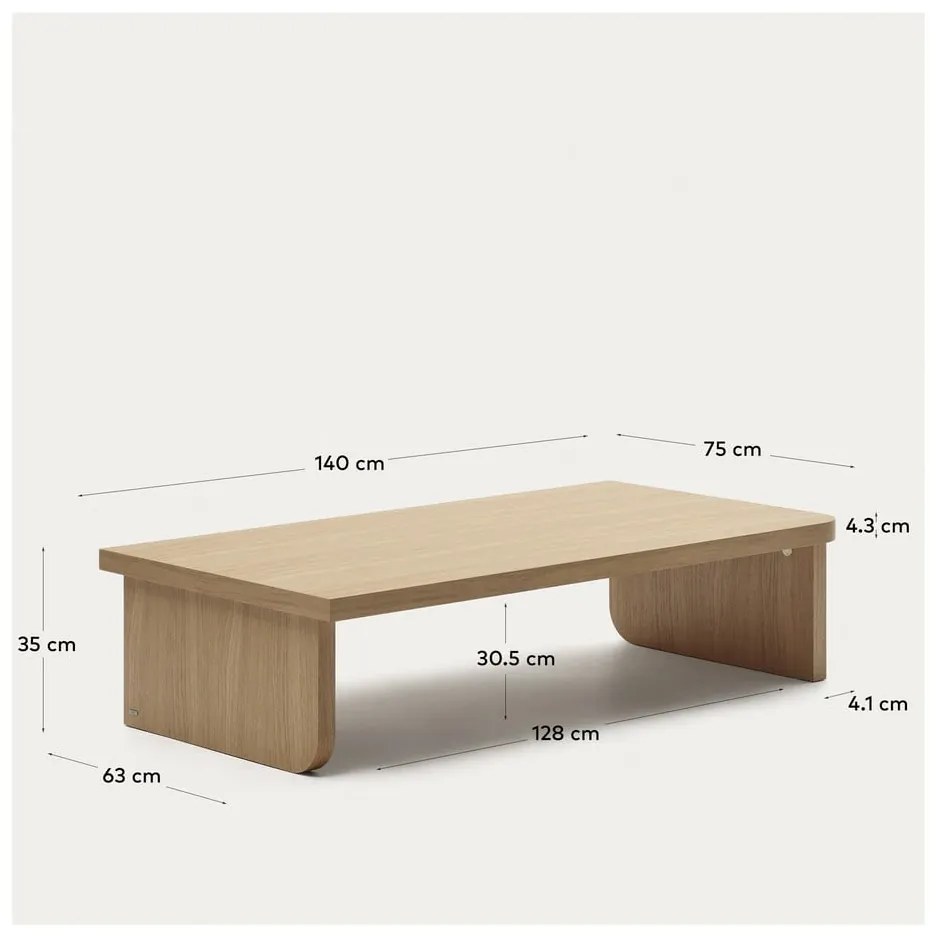 Stolik w dekorze dębu w naturalnym kolorze 75x140 cm Oaq – Kave Home