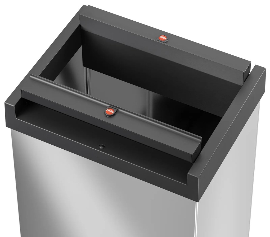 Samozamykający śmietnik na odpady Big-Box L, 35 l, zbiorczy, nierdzewny polerowany