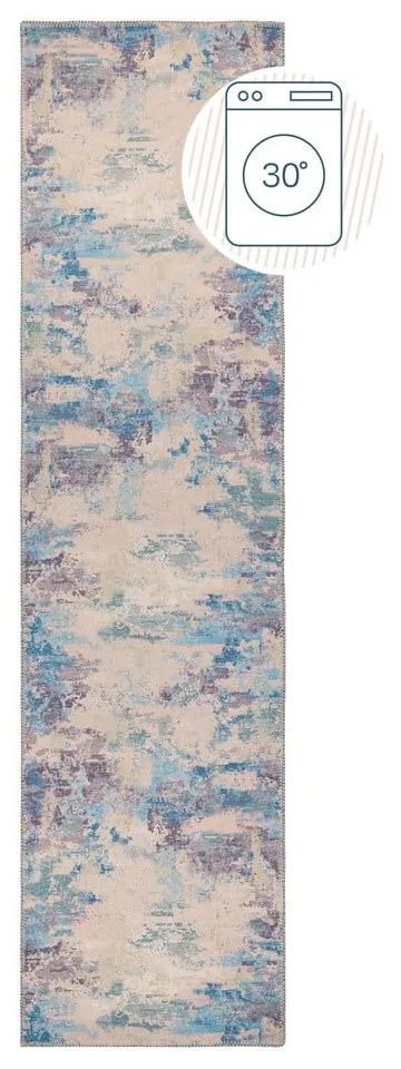 Niebiesko-fioletowy chodnik z mieszanki włókien z recyklingu odpowiedni do prania 60x230 cm Reid – Flair Rugs