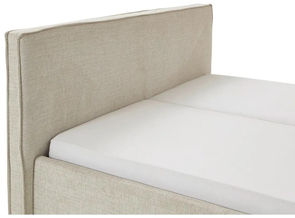 Kremowe tapicerowane łóżko dwuosobowe ze schowkiem i stelażem 180x200 cm Riva – Meise Möbel