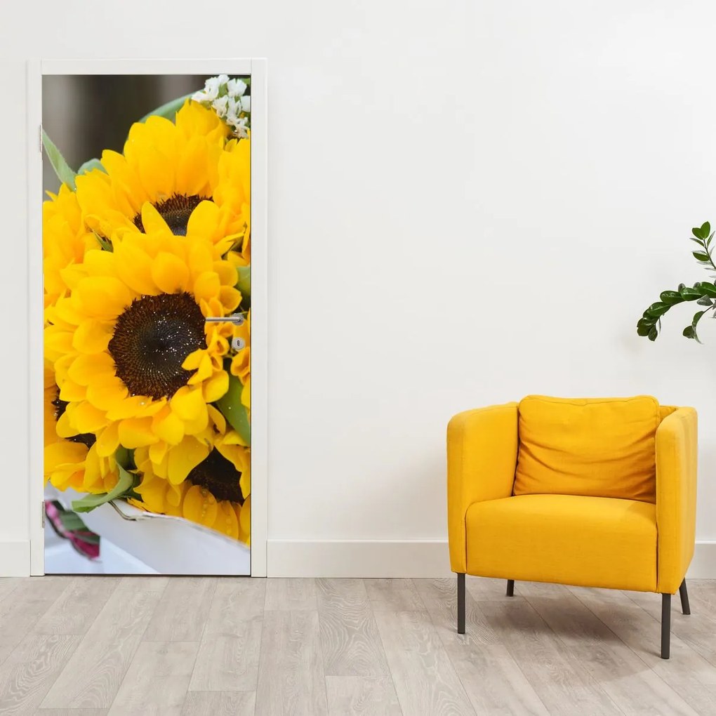 Fototapeta na drzwi - Bukiet ślubny ze słoneczników (95x205cm)