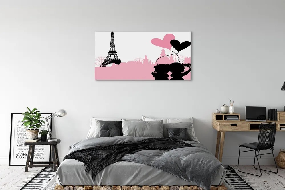 Obraz canvas na ścianę Serca nad Wieżą Eiffla