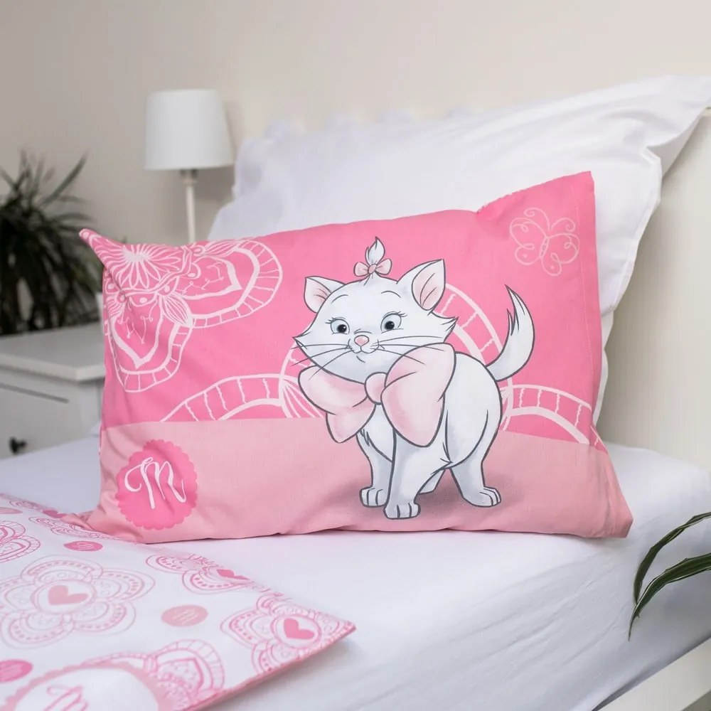 Różowa bawełniana pościel dziecięca do łóżeczka 100x135 cm Marie Cat – Jerry Fabrics