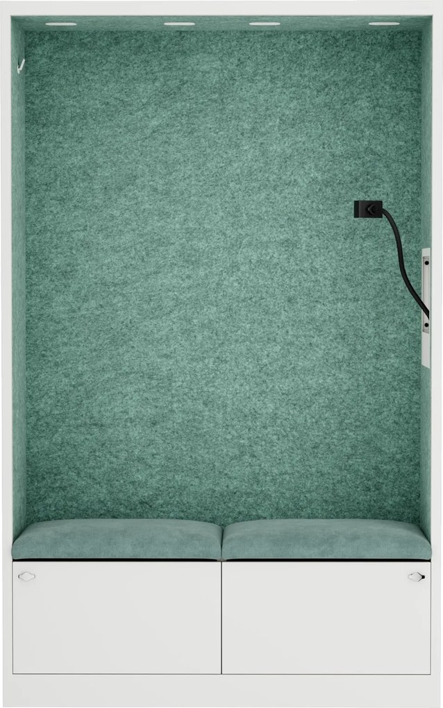 Szafa akustyczna do biura i szkoły Sally MentalBox, 115 x 40 x 185 cm, biały/zielony