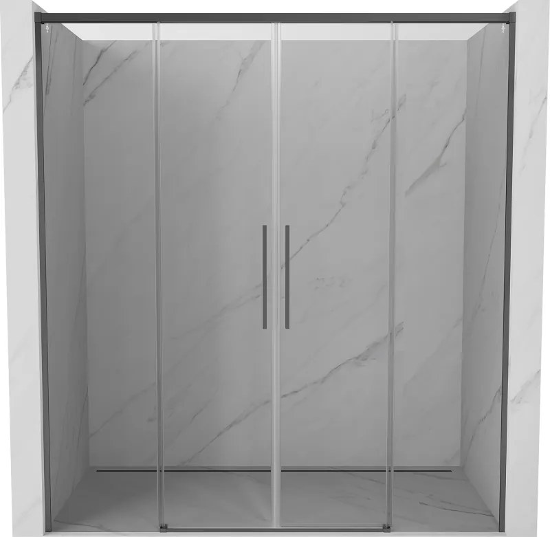 Mexen Rox Duo drzwi prysznicowe rozsuwane 180 cm, transparent, gun metal - 8C2-180-002-95-00