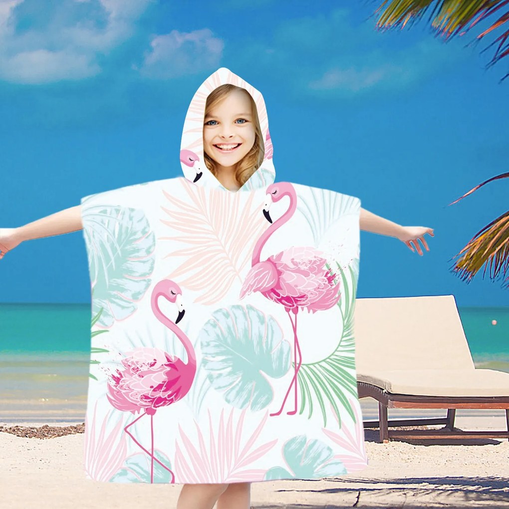 Dziecięce ponczo FLAMINGO kolorowe 60x90 cm