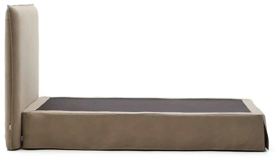 Szarobrązowe tapicerowane łóżko jednoosobowe 90x200 cm Jaira – Kave Home