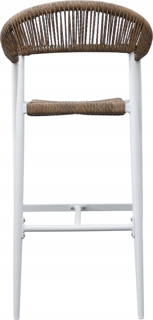 Hoker 75 cm Biały Aluminiowy Pleciony Sznurek Beżowy Krzesło Barowe Splot