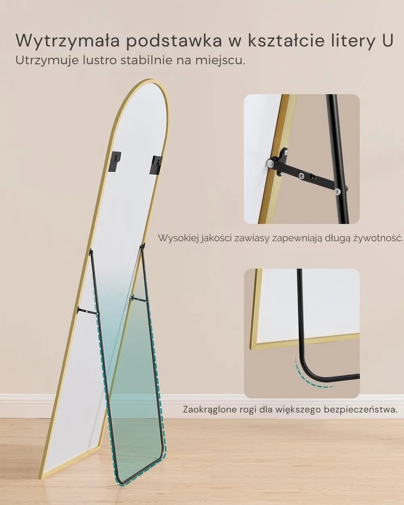 Zaokrąglone lustro UMBRA, 160x50 cm, złoty SongmicsHome