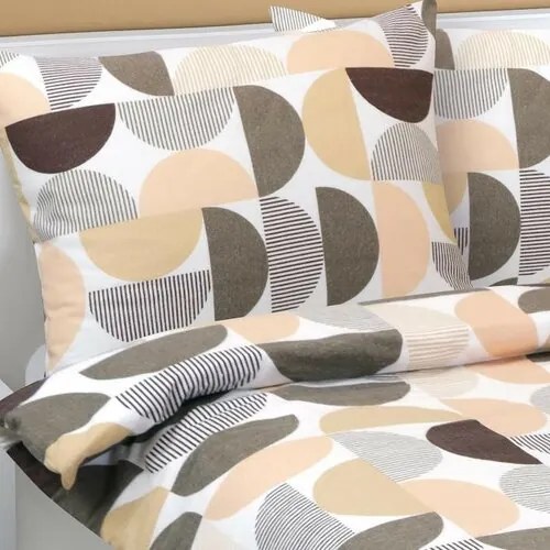 Bellatex Pościel flanelowa Półokrąg brązowy, łososiowy, 140 x 220 cm, 70 x 90 cm, 140 x 220 cm, 70 x 90 cm