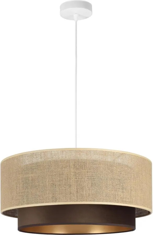 Lampa wisząca na lince SARTA 1xE27/60W/230V śr. 45 cm brązowy/juta