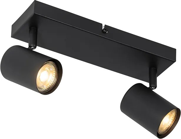 Nowoczesna lampa sufitowa czarna 2-punktowa regulowana prostokątna - Jeana
