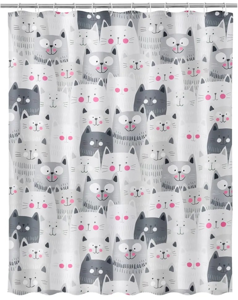 Zasłona prysznicowa Casa Selección Gatos, 180x200 cm