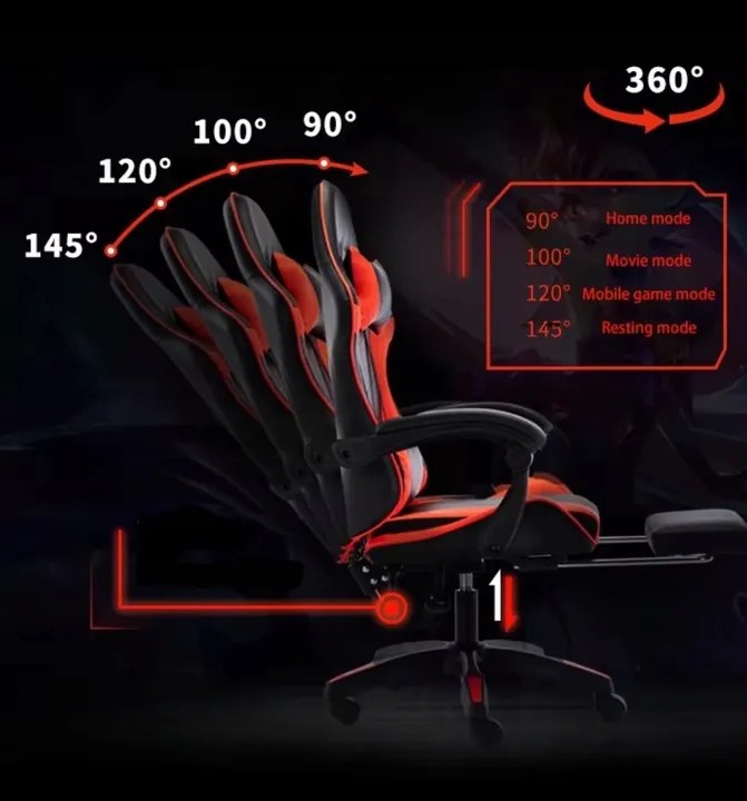 Fotel gamingowy z podnóżkiem Raxor, kolor czarny