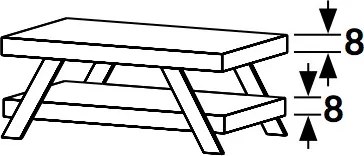 Nowoczesna ława do salonu z półką Megan 100x60 z czarnym blatem i białymi nogami