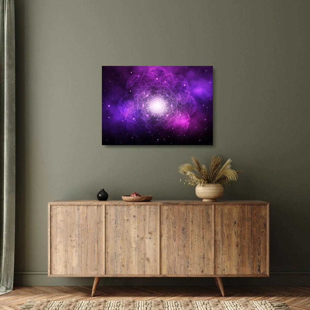 Obraz na szkle fioletowej abstrakcji (70x50 cm)