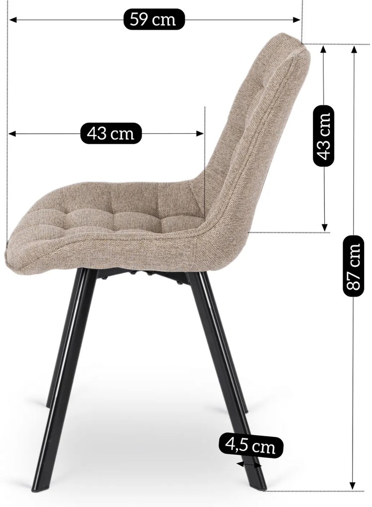 Krzesło Tapicerowane do Salonu RICK 2 Beżowe Nowoczesne Loft