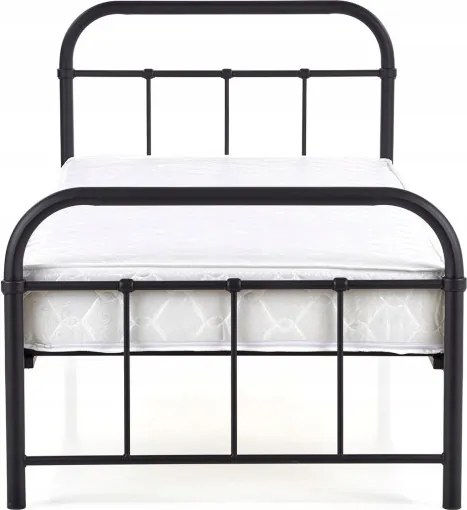 Łóżko Metalowe 90x200 cm ze Stelażem Jednoosobowe PABLO Metalowe Czarne