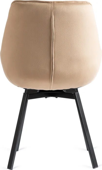 Krzesło Tapicerowane Obrotowe do Salonu LUNA Beżowe Welurowe Nowoczesne Loft
