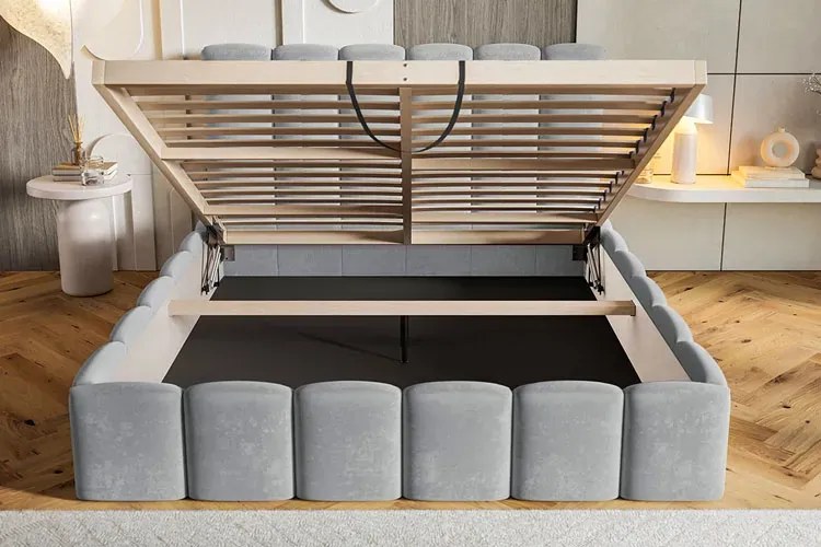 Łóżko pluszowe z pojemnikiem na pościel 160x200 S2-E91