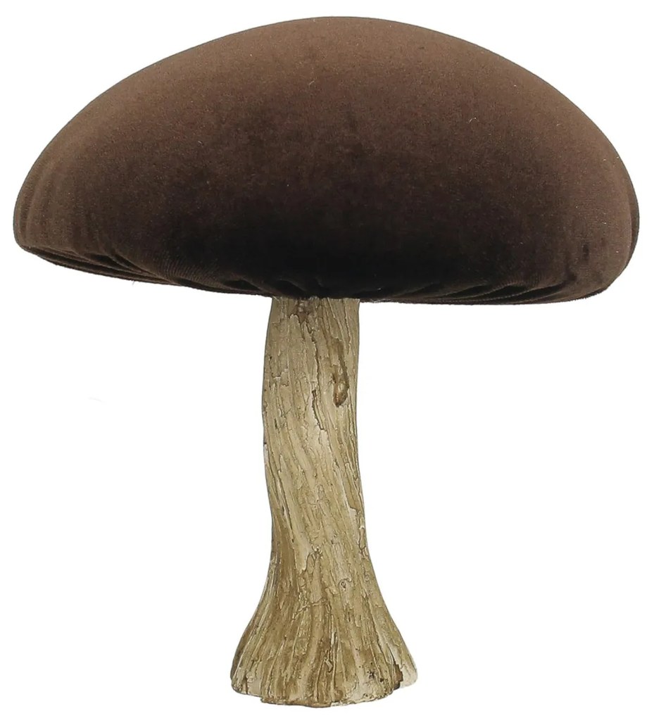 Dekoracja Velvet Mushroom 17 cm brown