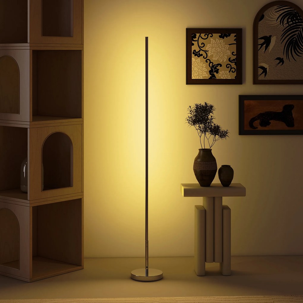 HOMCOM Lampa stojąca LED do salonu z regulowaną temperaturą barwową do sypialni i biura, 20 x 20 x 150 cm | Aosom PL