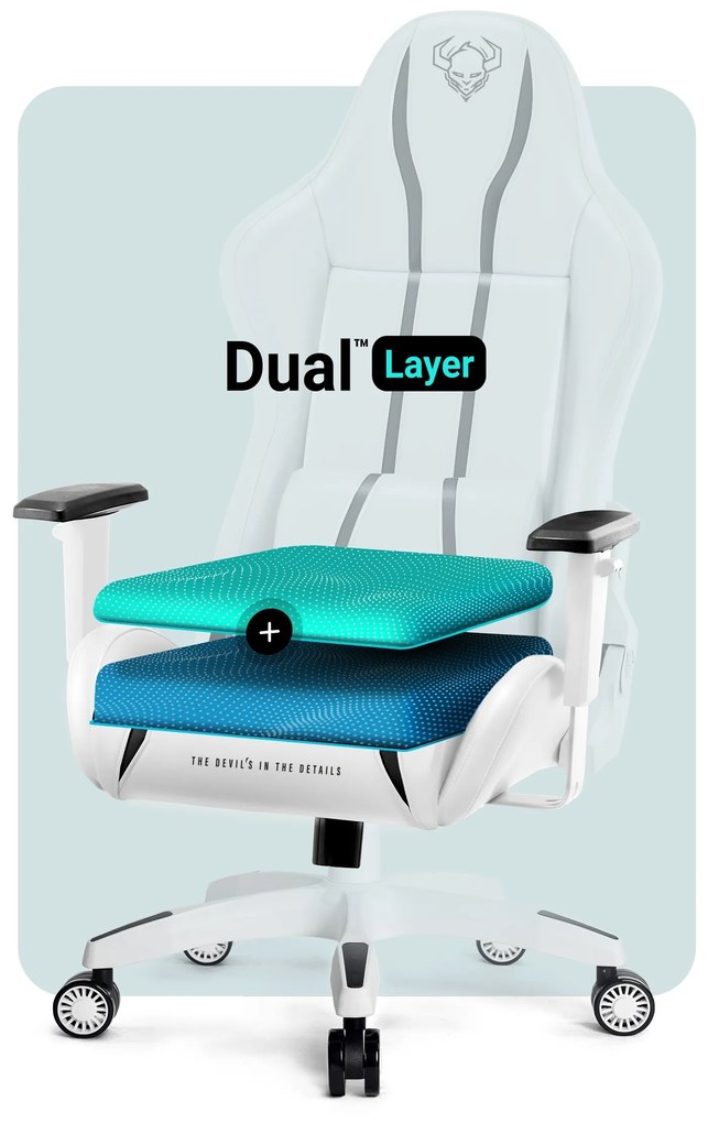 Fotel gamingowy Diablo X-One 2.0 King Size, biało-czarny