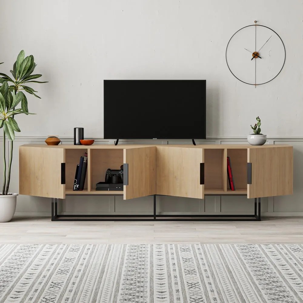 Szafka pod TV w dekorze dębu 200x55 cm Titan – Marckeric