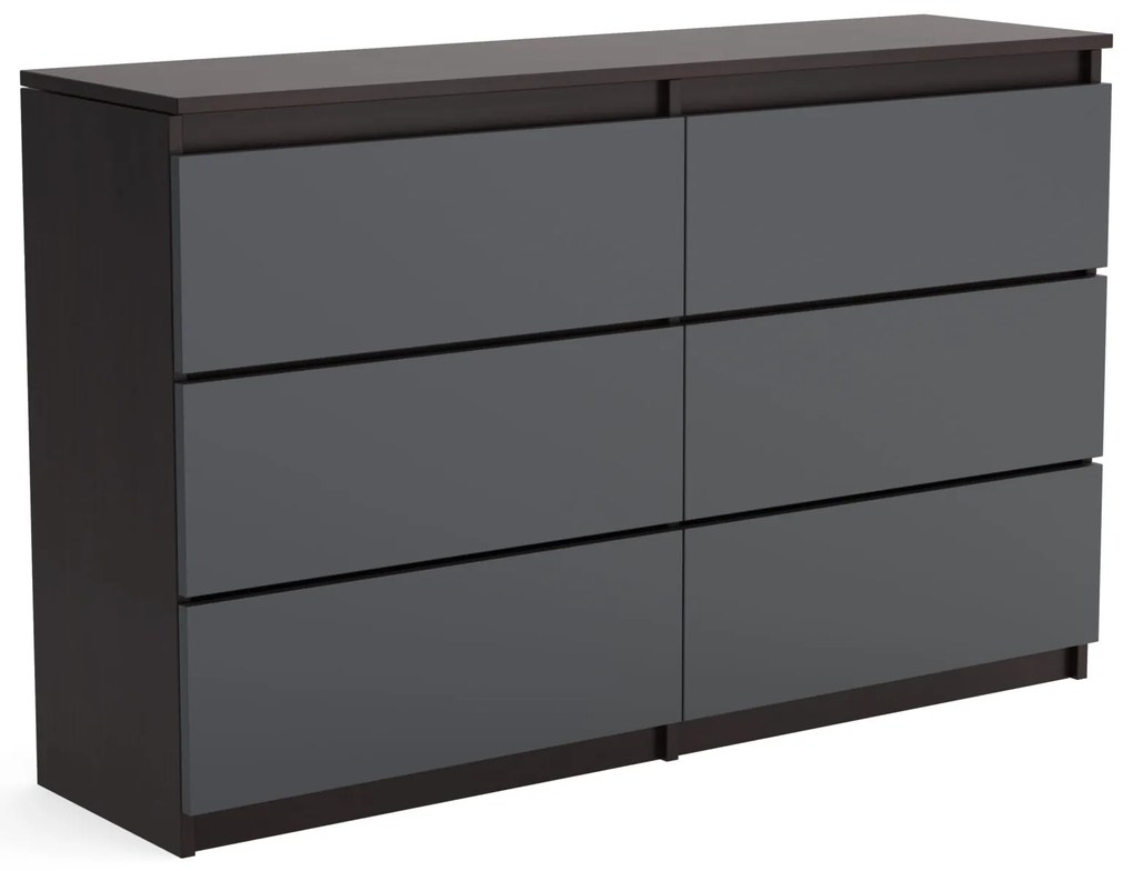 Duża komoda 6 SZUFLAD Szafka 120 cm ARIA Wenge/Antracyt